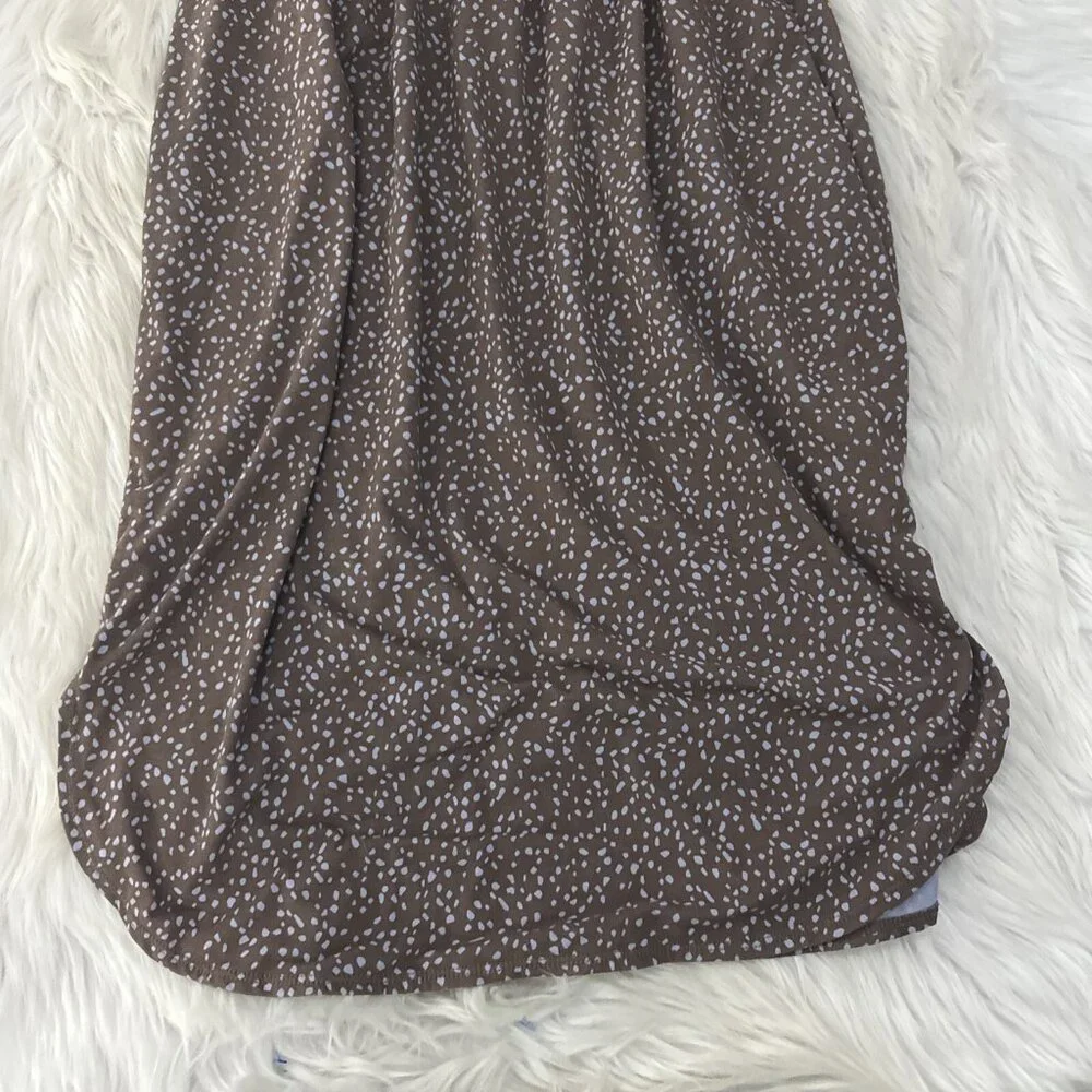 Prana womens XS brown geo pattern strappy hiking dress built in bra - Picture 2 of 13